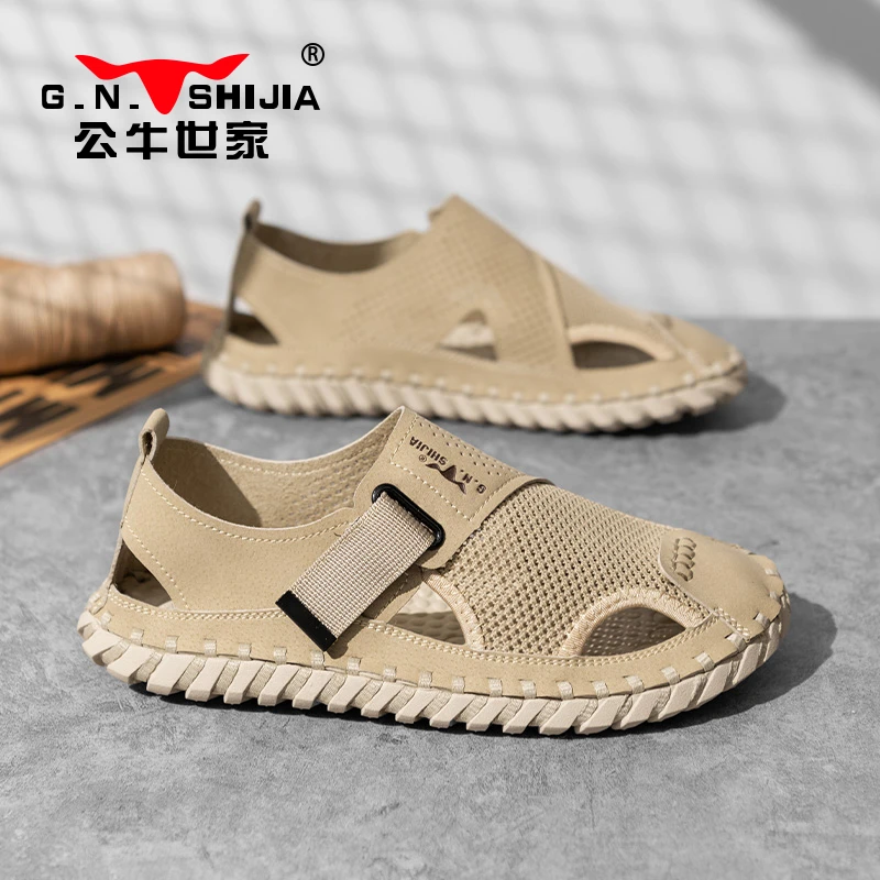 公牛世家凉鞋男士开车休闲拖鞋男外穿夏季户外软底两穿潮流凉拖鞋