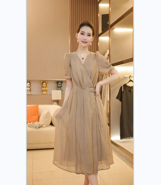 【玲萱服饰】夏季法式时尚轻奢复古气质女装连衣裙显瘦优雅