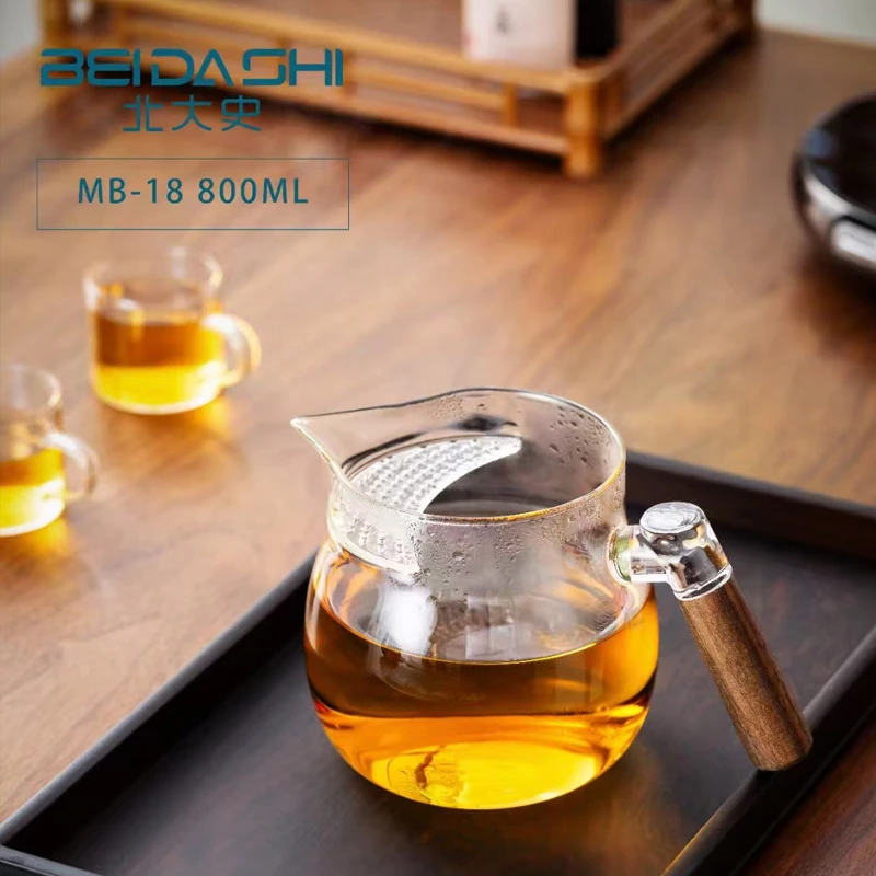 北大史2024新款玻璃公道杯大号家用月牙煮茶器电陶炉专用侧把分茶