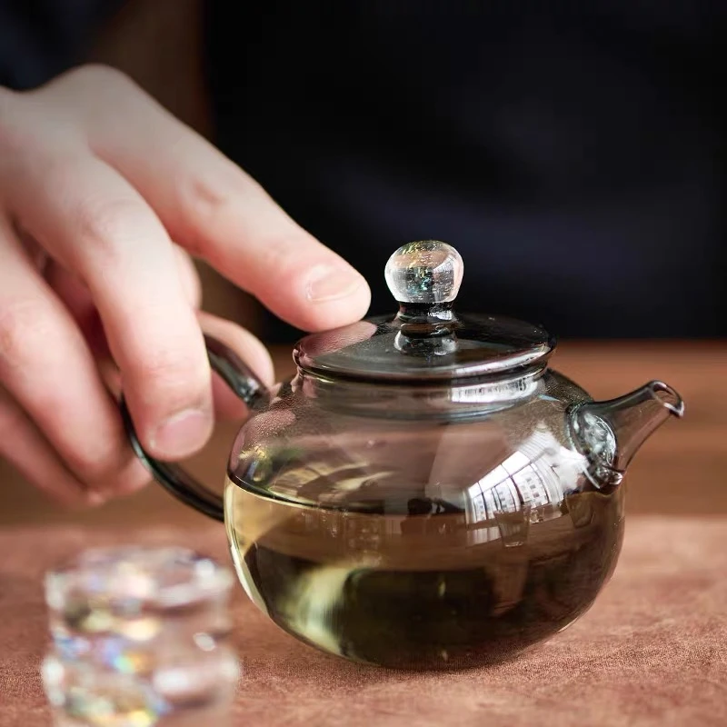 星空灵珠铜包银高硼硅小茶壶纯手工中式耐热小容量泡壶