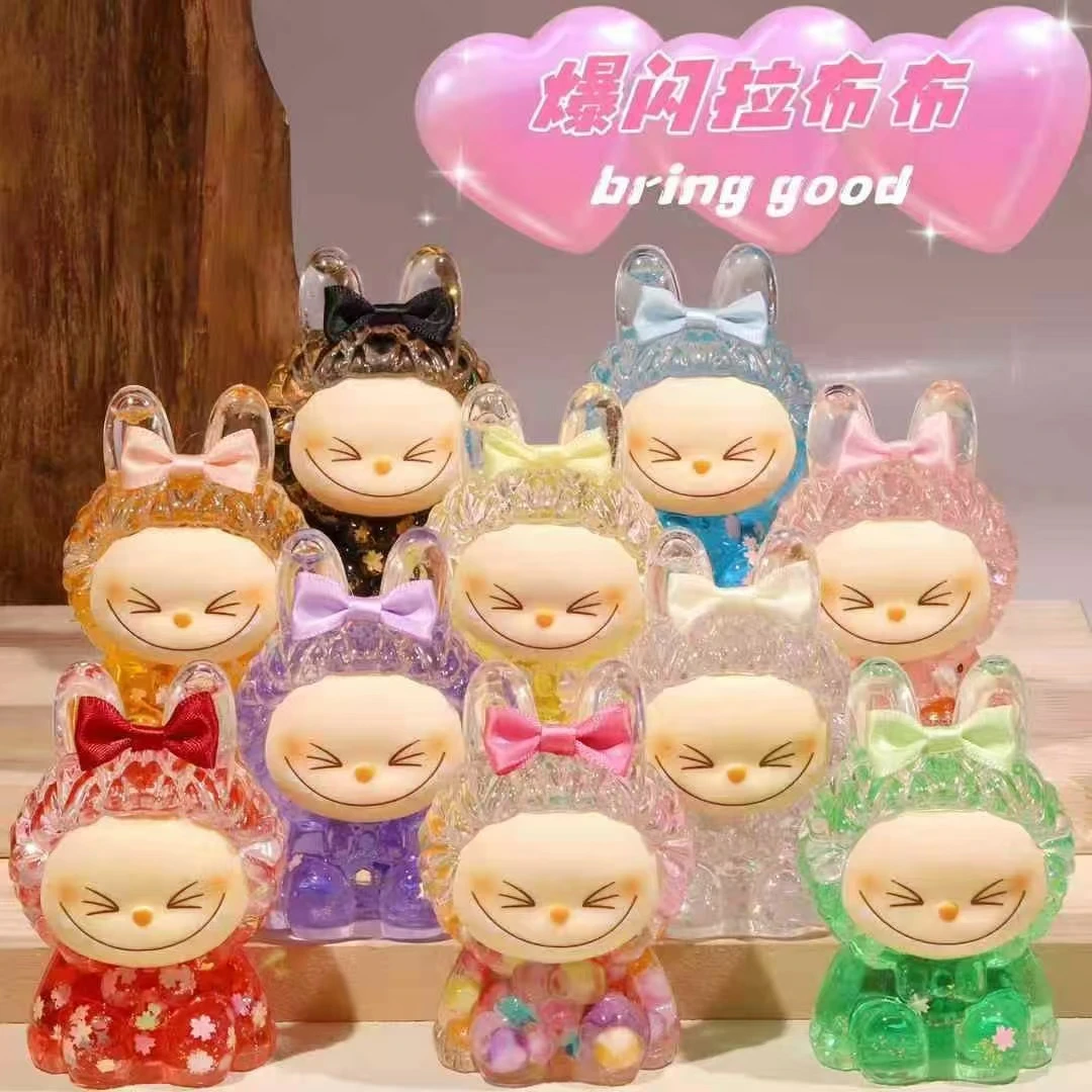 [双许愿+对对碰]巨无霸爆闪蝴蝶结拉bubu可爱透明摆件diy夜光