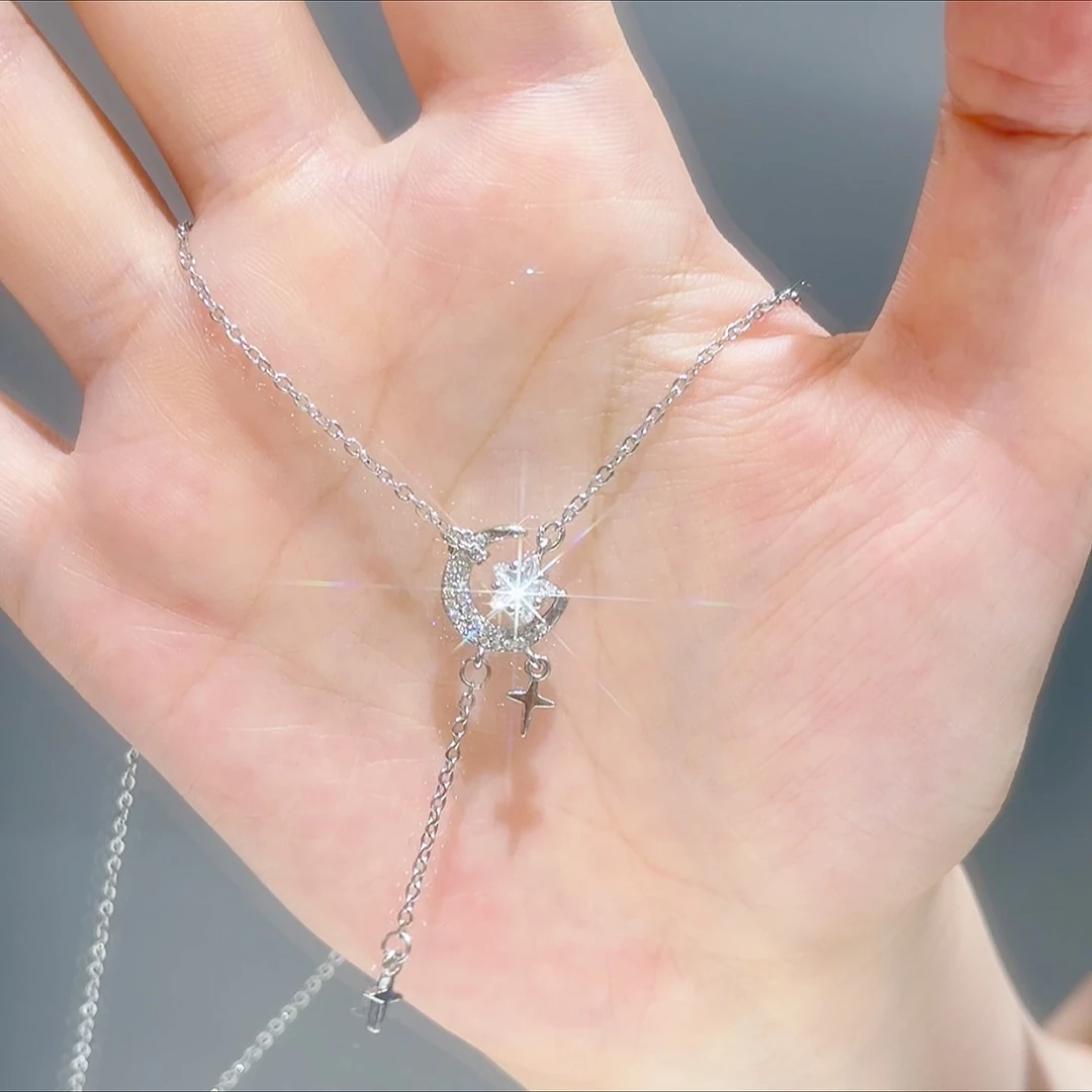 依弗 钛钢项链 星月流苏女锁骨链气质时尚百搭轻奢ins设计感