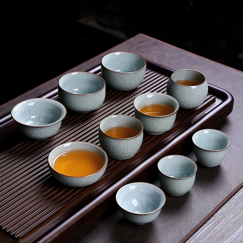 汝窑冰花主人杯单杯开片个人专用茶杯陶瓷品茗杯功夫茶具茶盏家用