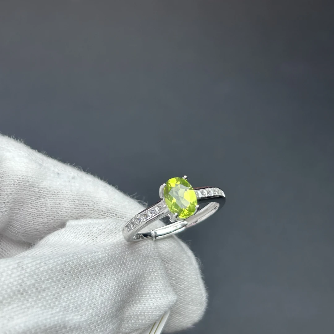 S925银橄榄石戒指开口【多样性发一】【GLS006】