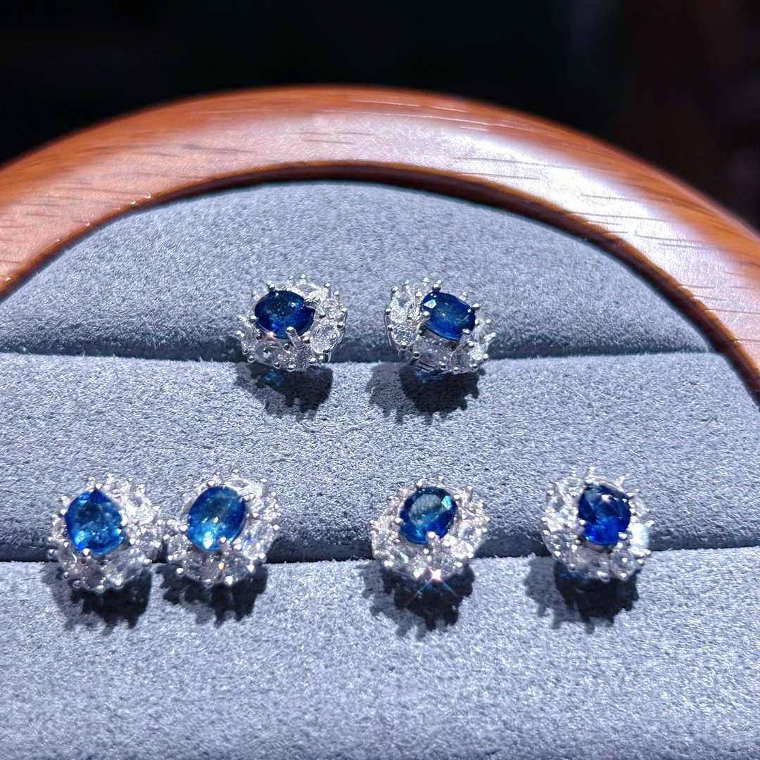 【石古会】S925银蓝宝石耳饰【多样性发一】【LBS015】