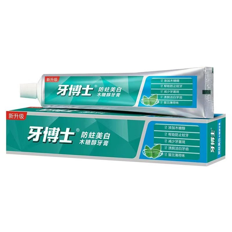 牙博士薄荷味牙膏口气清新去牙渍酷白清爽清洁护龈防蛀不含氟牙膏