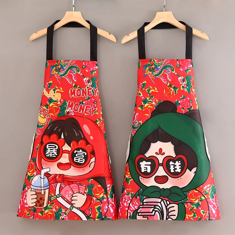 时尚耐磨碎花民族风餐饮防油农家乐工作罩衣厨房家用做饭围裙透气