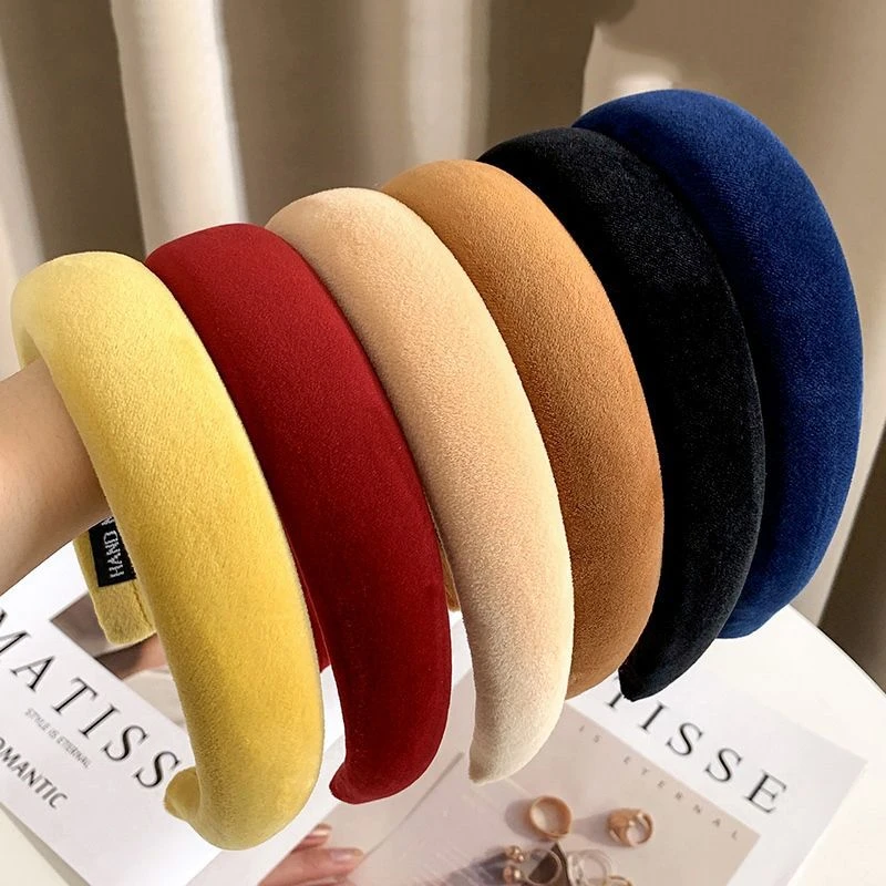 海绵发箍女韩国高级感宽边增高颅顶头饰网红新款丝绒复古彩色头箍