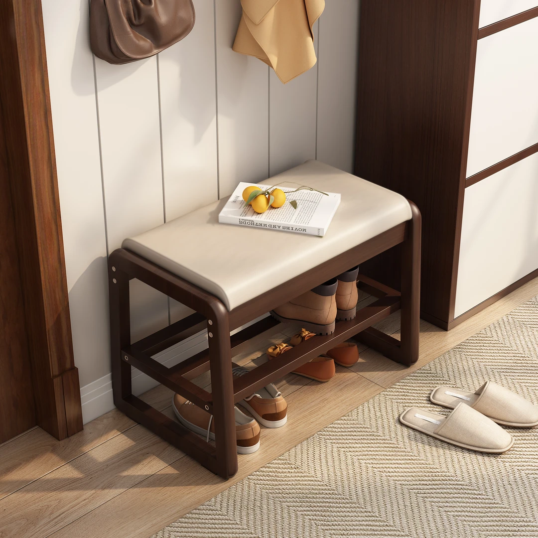 时尚实木换鞋凳家用入户穿鞋凳鞋柜玄关鞋架进门口可坐软包凳子