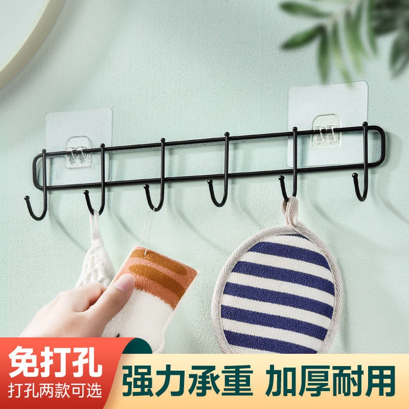 免打孔强力挂钩厨房卫生间门上排钩壁挂墙上免钉挂衣架无痕钩挂钩