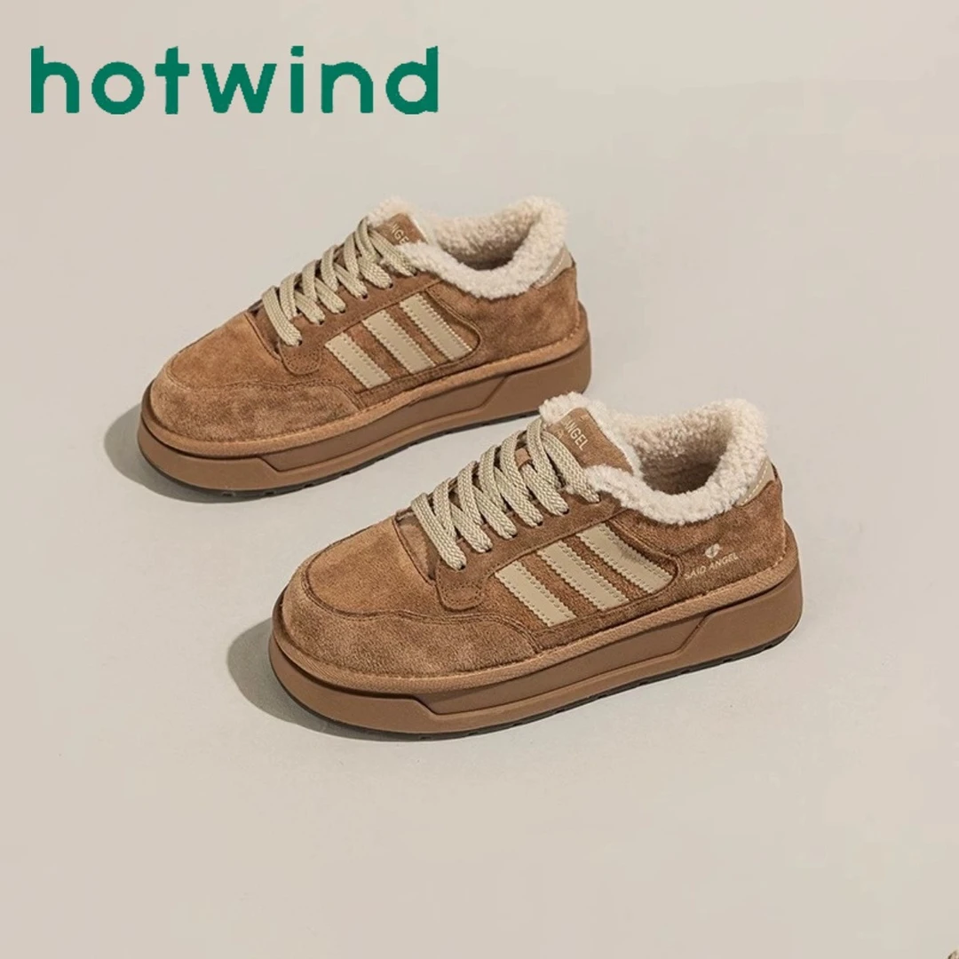 热风厚底羊羔毛时尚雪地靴女2024秋冬新款加绒棉鞋运动休闲板鞋子