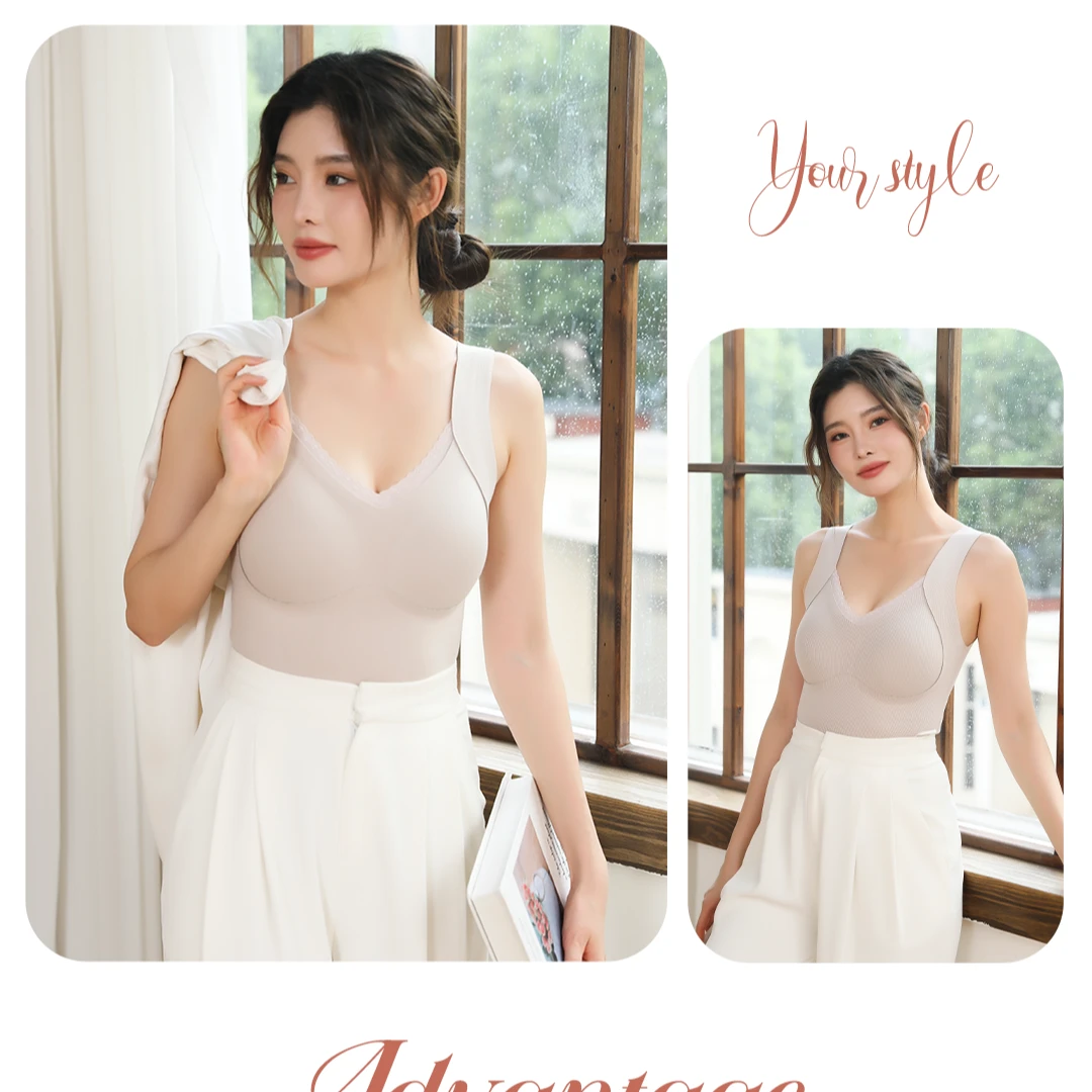 秋冬背心女款爆款2024填充百分百羊毛打底保暖背心无痕裁剪固定杯