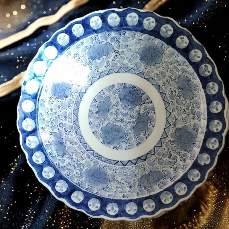 日本舶莱手绘青花超大茶盘，昭和时期老物件值得收藏，品相尺寸如图