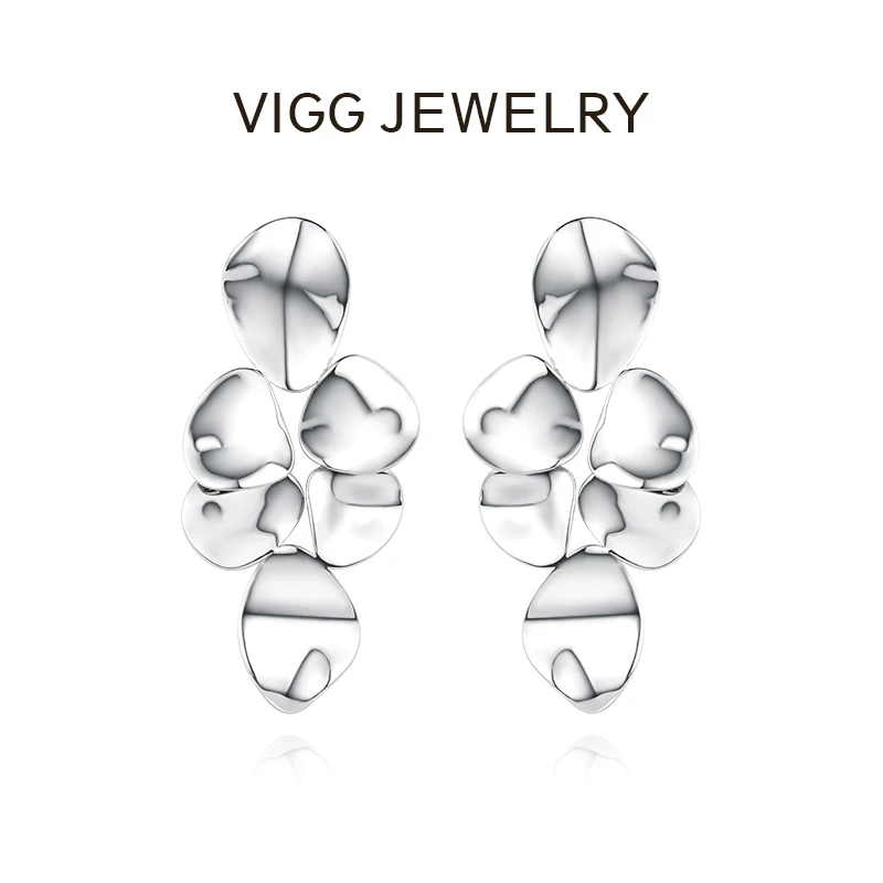 VIGG 合金耳饰 花瓣耳钉 气质轻奢时尚百搭小众简约个性设计感
