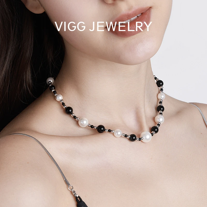 VIGG 合金项链 暮夜项链 白色轻奢 时尚百搭 小众简约 拼接个性