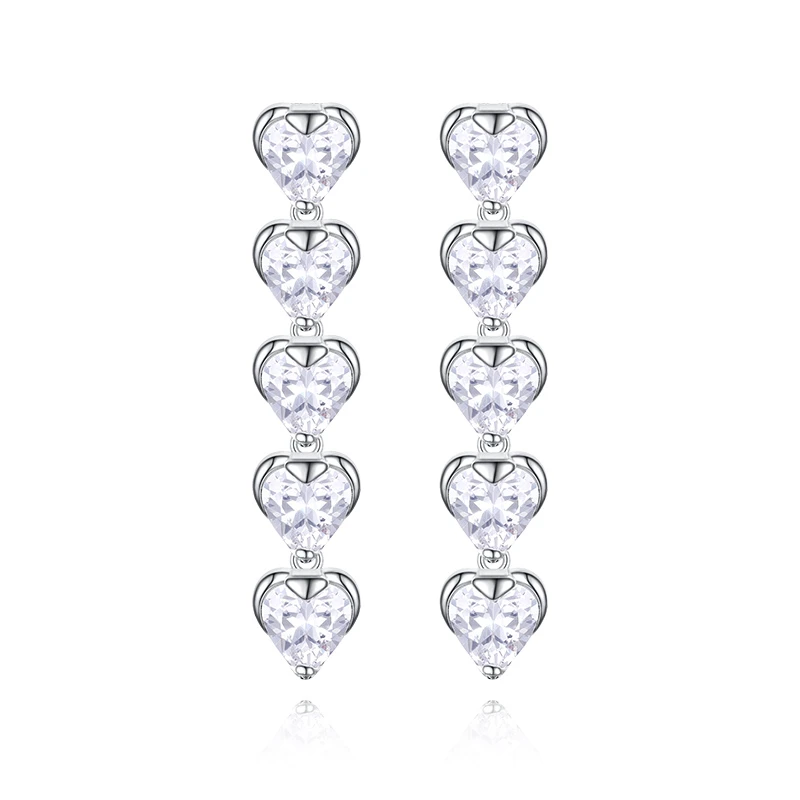 VIGG 铜合金合成锆石耳饰 心星耳钉 轻奢简约耳环时尚百搭饰品