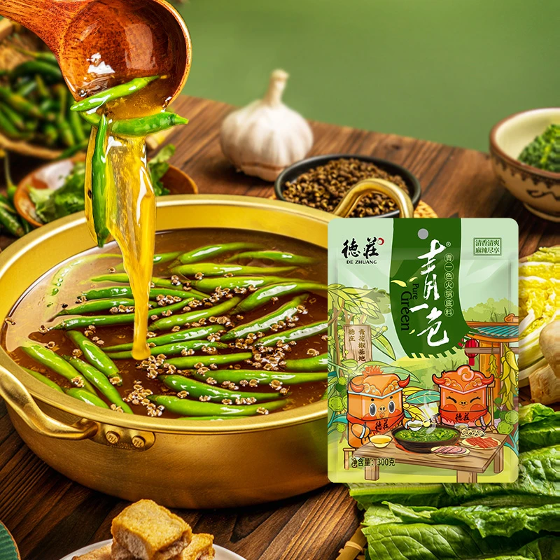 德庄青一色清油火锅底料 45°中辣 300g/袋