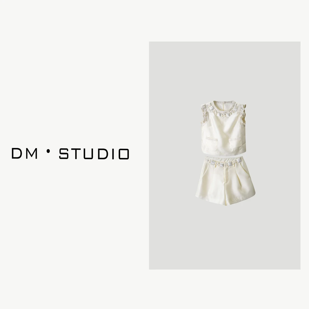 DEDM-DM•STUDIO/小众设计串珠飞飞袖上衣+短裤套装（24WYY992-993）