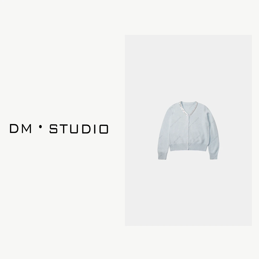 DEDM-DM•STUDIO/甜美极简风气质亮片V领混纺排扣针织开衫（13256）