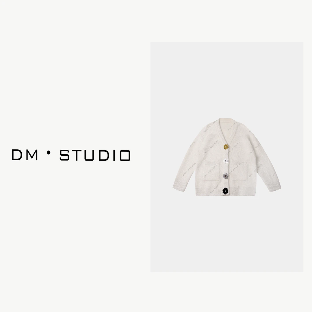 DEDM-DM•STUDIO/细闪亮片重工扣子羊驼毛+绵羊毛混纺毛衣（76191）