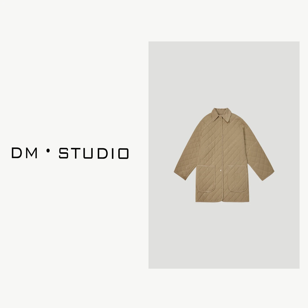DEDM-DM•STUDIO/中长款小众设计复古菱格翻领棉服外套（MM201431）