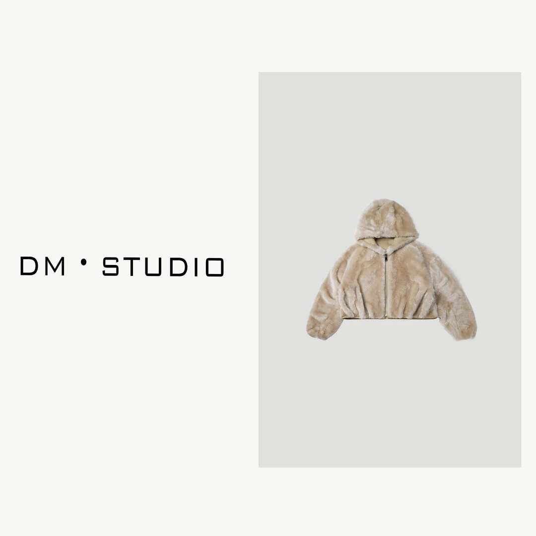DEDM-DM•STUDIO/气质高级感拉链羊皮毛一体短款连帽外套（ON-5813）