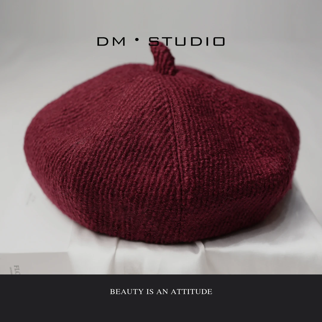 DEDM-DM•STUDIO/复古日系纯色文艺百搭针织画家帽贝雷帽（YM9891）