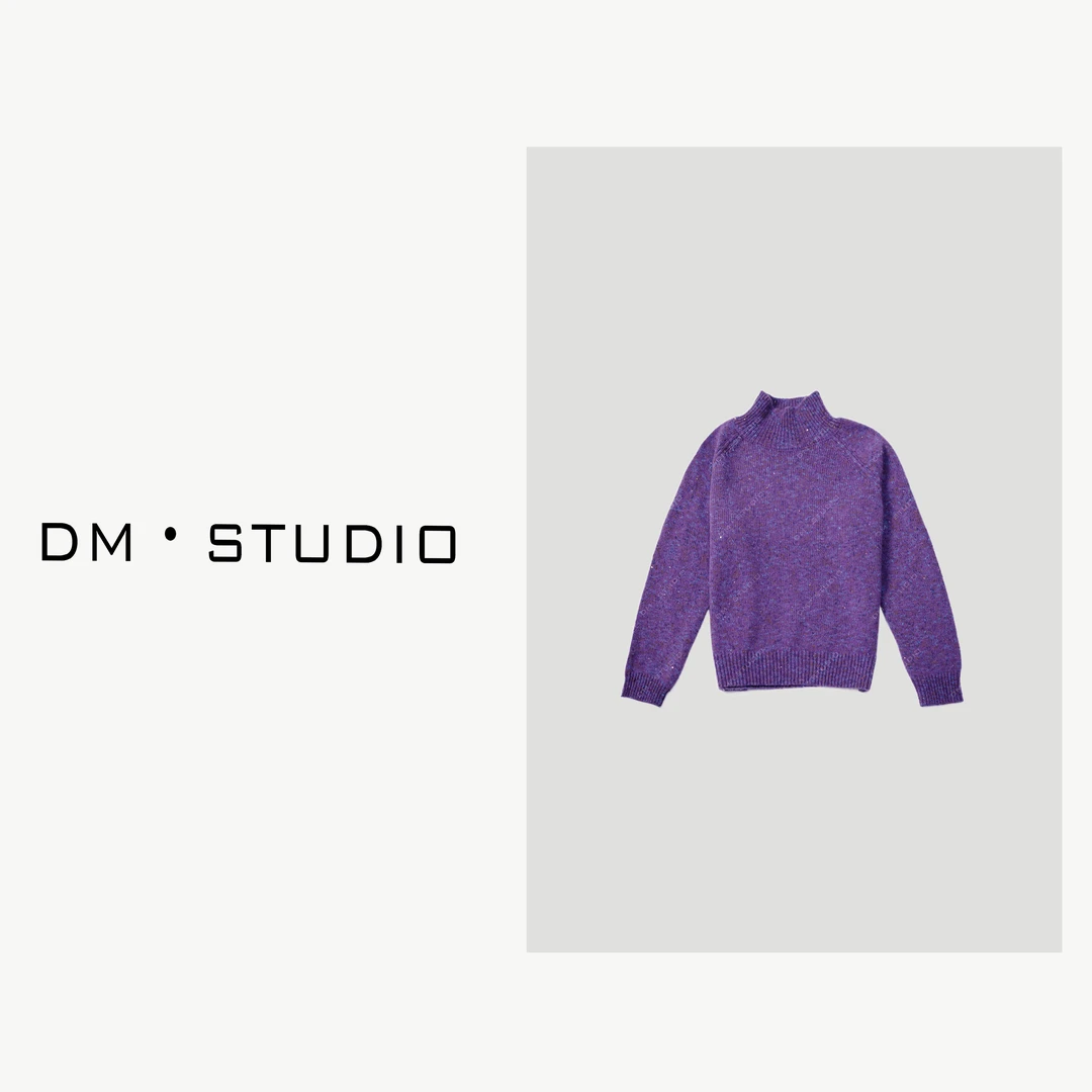 DEDM-DM•STUDIO/气质慵懒感显瘦花纱100%羊毛高领针织毛衣（8026）