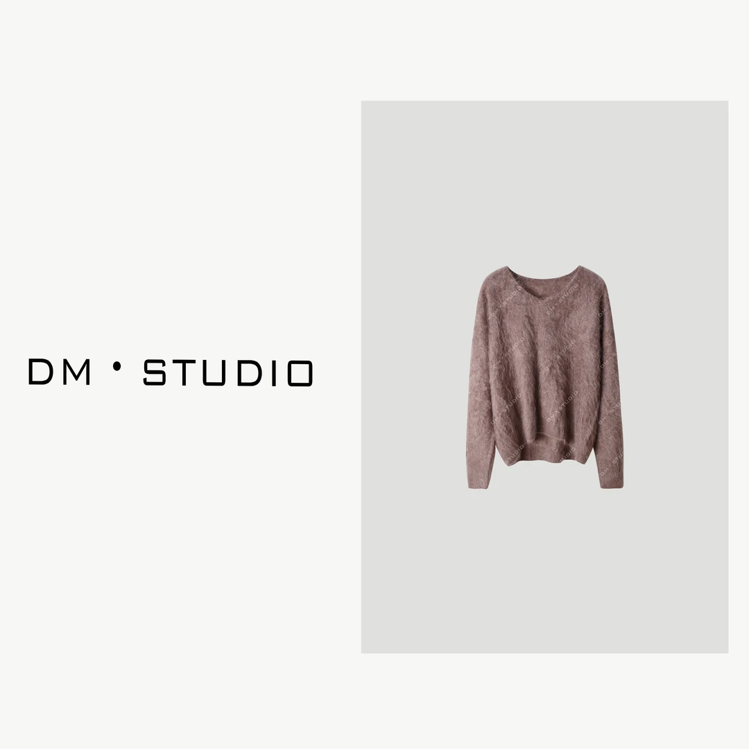 DEDM-DM•STUDIO/气质V领慵懒风拉毛100%山羊绒宽松毛衣（RR022）