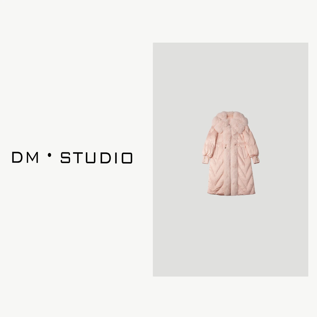 DEDM-DM•STUDIO/高级感收腰狐狸毛领90白鹅绒中长款羽绒服（20513）