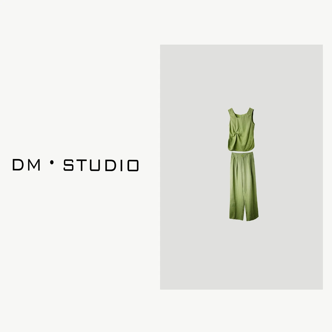DEDM-DM•STUDIO/气质慵懒风捏褶无袖背心马甲+阔腿裤套装（31383）