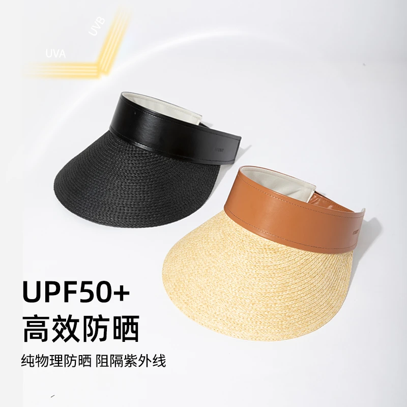 FANCET/凡饰时尚草编防晒空顶帽防紫外线大帽檐沙滩遮阳帽XD94173