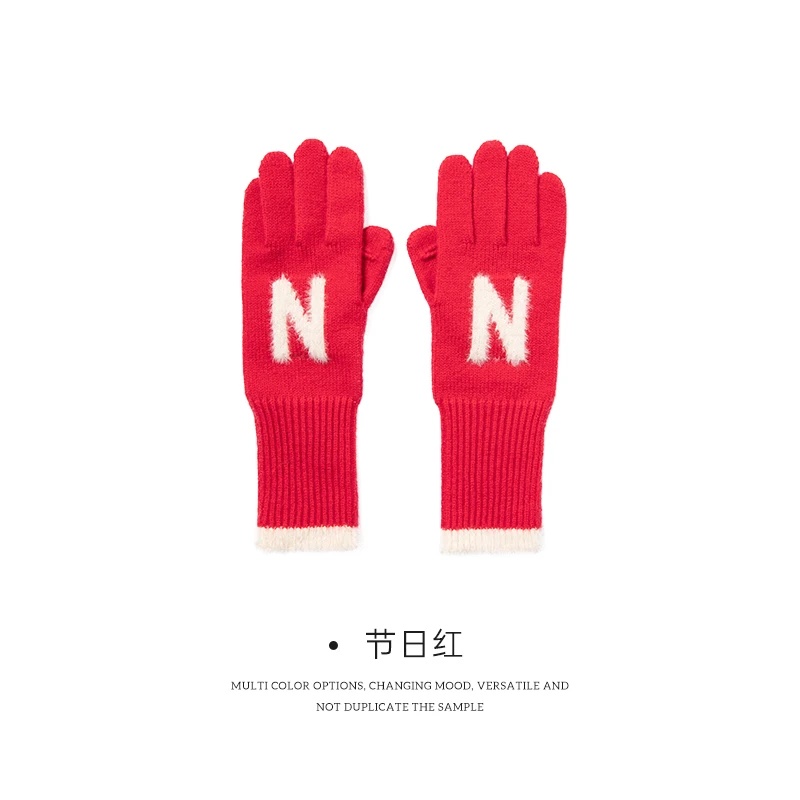 Fancet凡饰女冬季新款无缝一体成型可触屏保暖手套CM94218