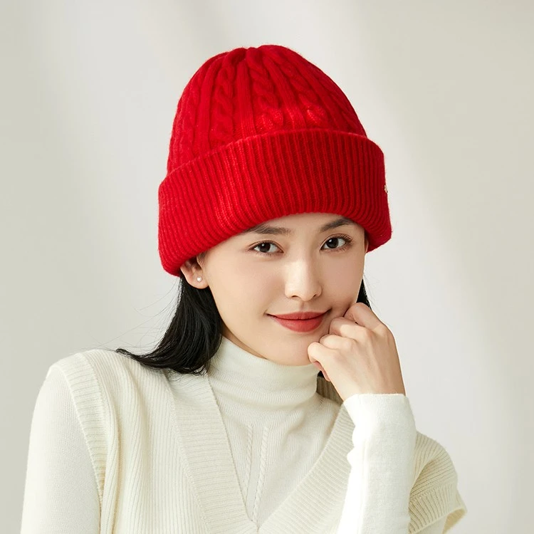 Fancet帽子女冬韩版百搭针织帽加厚保暖冷帽显脸小毛线帽