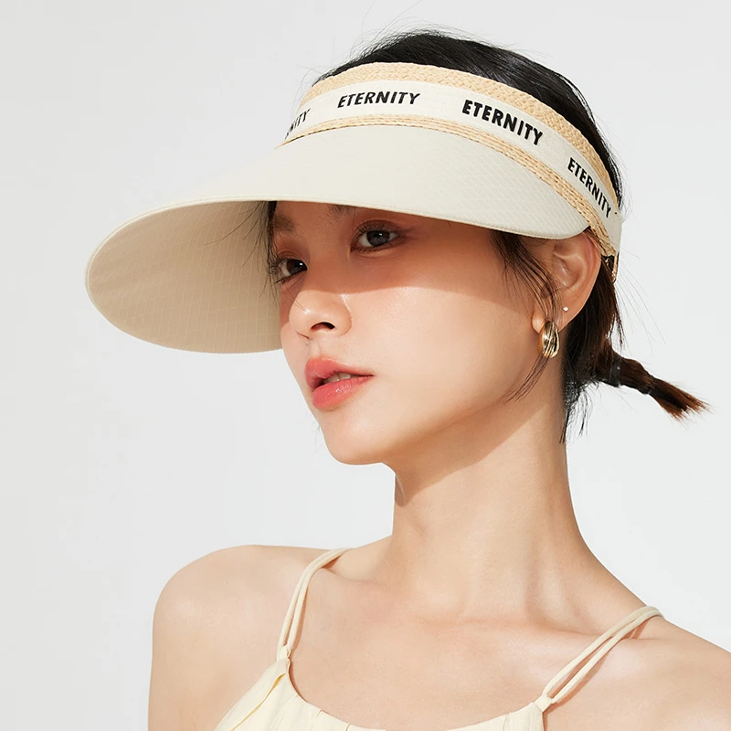 FANCET拉菲草空顶帽女夏防晒遮脸大帽檐户外出游防紫外线CM95011