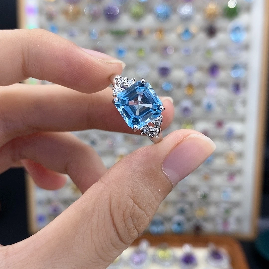 托帕石戒指银S925镶嵌需要证书备注