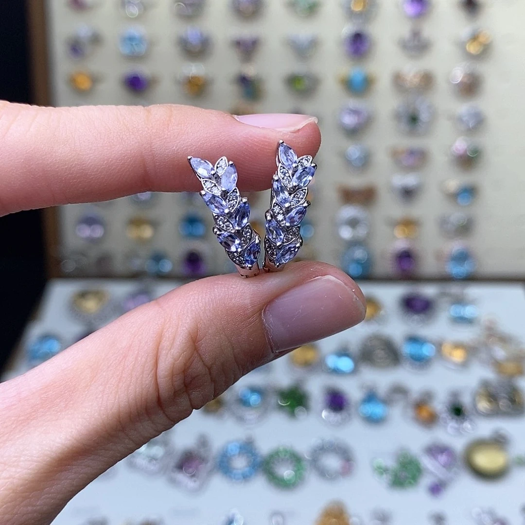 坦桑石耳饰银S925镶嵌（需要证书备注）