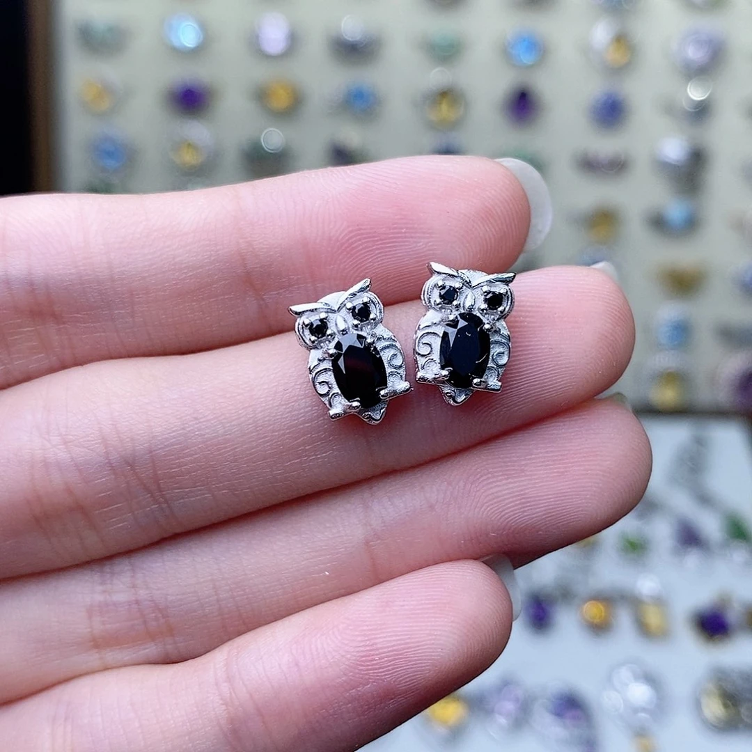 尖晶石耳钉银S925镶嵌（需要证书备注）