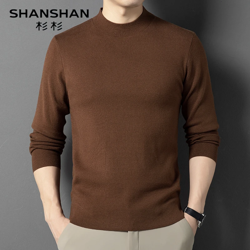 杉杉加厚精纺可机洗羊毛衫男2024秋冬新款圆领高端毛衣针织衫打底