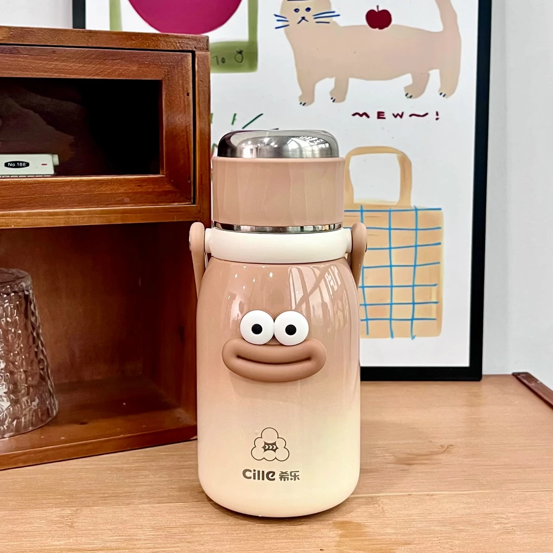 希乐保温杯女生高颜值2024新款大容量水杯茶水分离学生双饮口杯子
