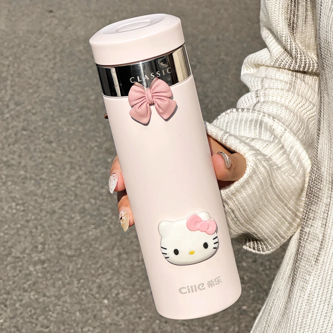 希乐316不锈钢保温杯可爱高颜值女士一键按压茶水分离车载泡茶杯