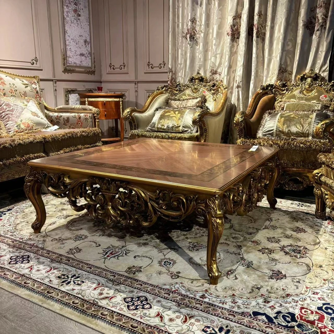 【皇家壹号】法式奢华雕花别墅欧式美式复古古典方几茶几ty