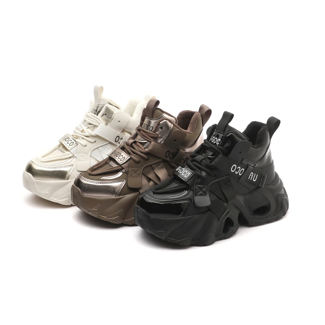 啊枝姐品牌真皮炸街加绒老爹鞋女款真皮网红彩色厚底时尚潮流高奢