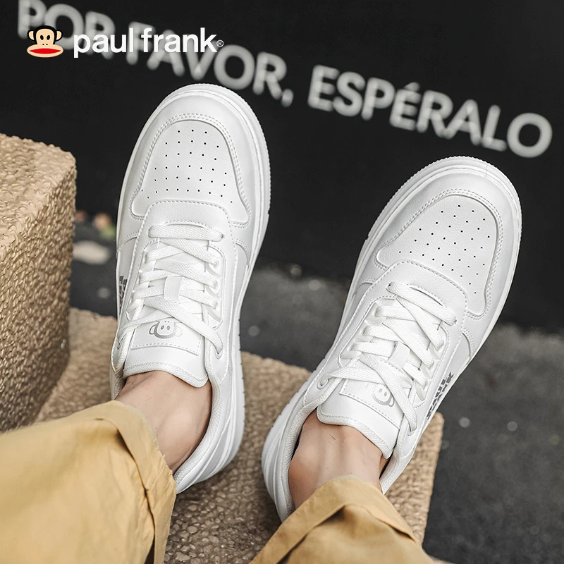 大嘴猴夏季男鞋透气白色百搭鞋子男款厚底时尚小白板鞋潮鞋学生鞋