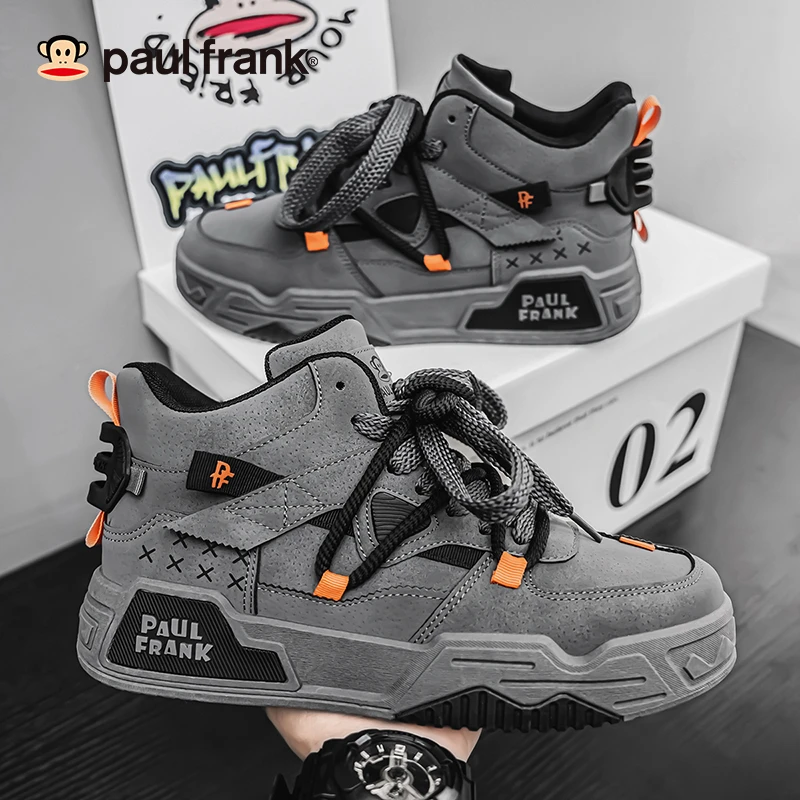 大嘴猴男鞋秋季新款高帮板鞋子男款休闲鞋百搭厚底增高男生潮鞋子