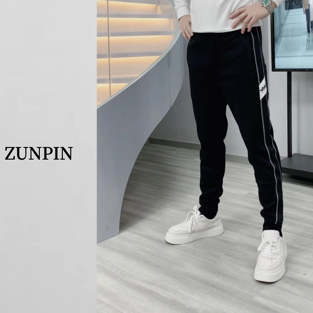 ZUNPIN名店-冬季加厚休闲裤男士纯色弹力高奢百搭舒适休闲裤33312