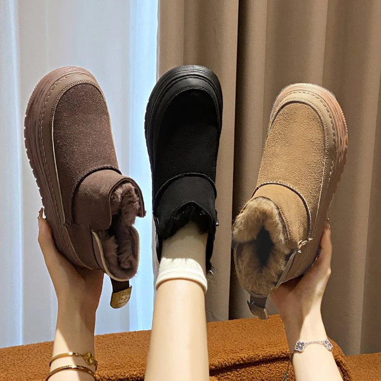 线下619! 升级款!舒适兔毛鞋口~冬季加厚短筒雪地靴雪地棉女鞋