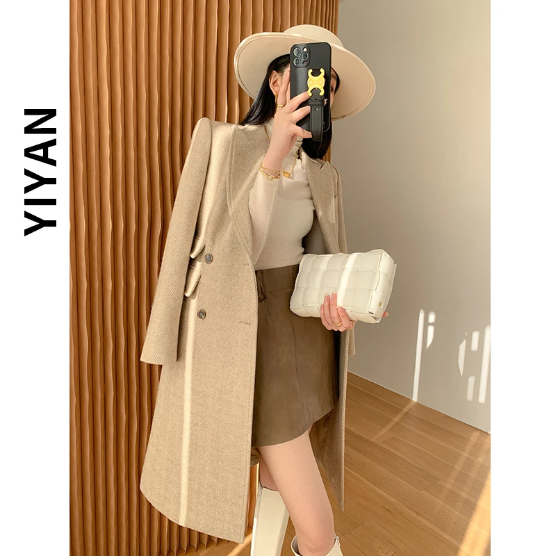 【高端气质】格子毛呢外套女秋冬季复古中长款2025年新款羊毛大衣