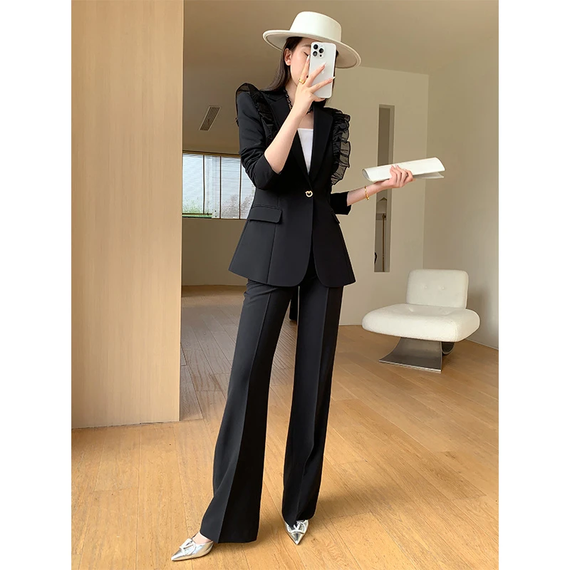 【高端气质】黑色西服套装女高级感时尚轻奢职业设计感西装外套装女