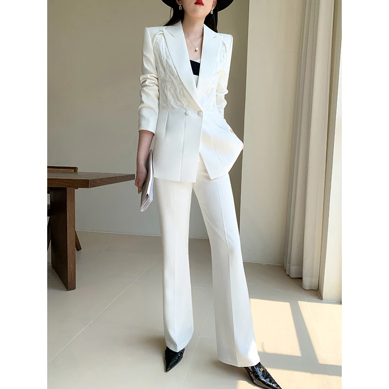 【高端气质】西装套装女2025秋季新款主持人正装时尚休闲白色西服